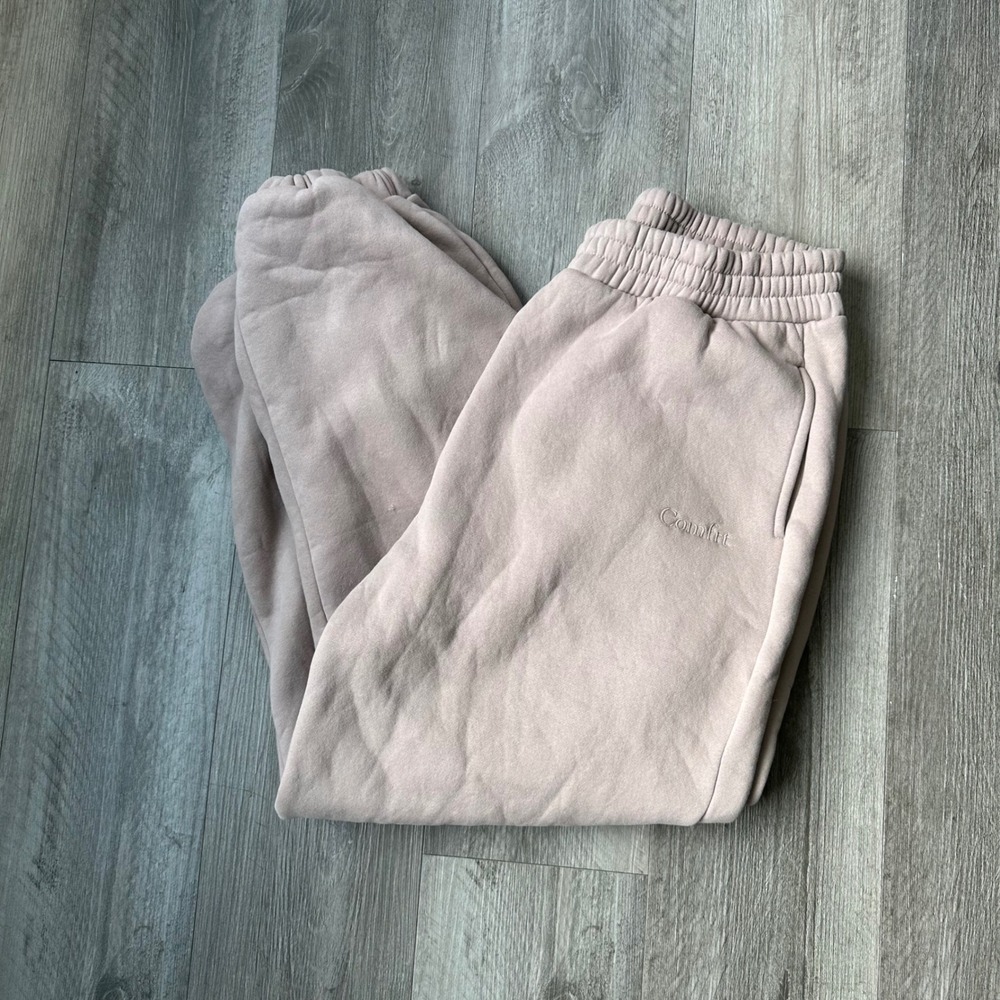 Comfrt XL Beige Fleece Sweatpants Joggers Cozy Lounge Pants unisex